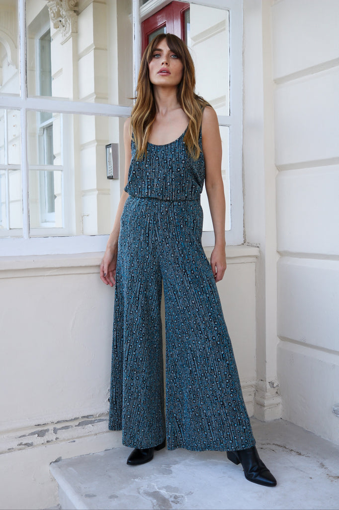 Disco Hangover Palazzo Trousers in Blue