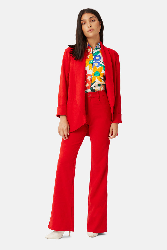 Solitude and Silence Flare Trousers in Red