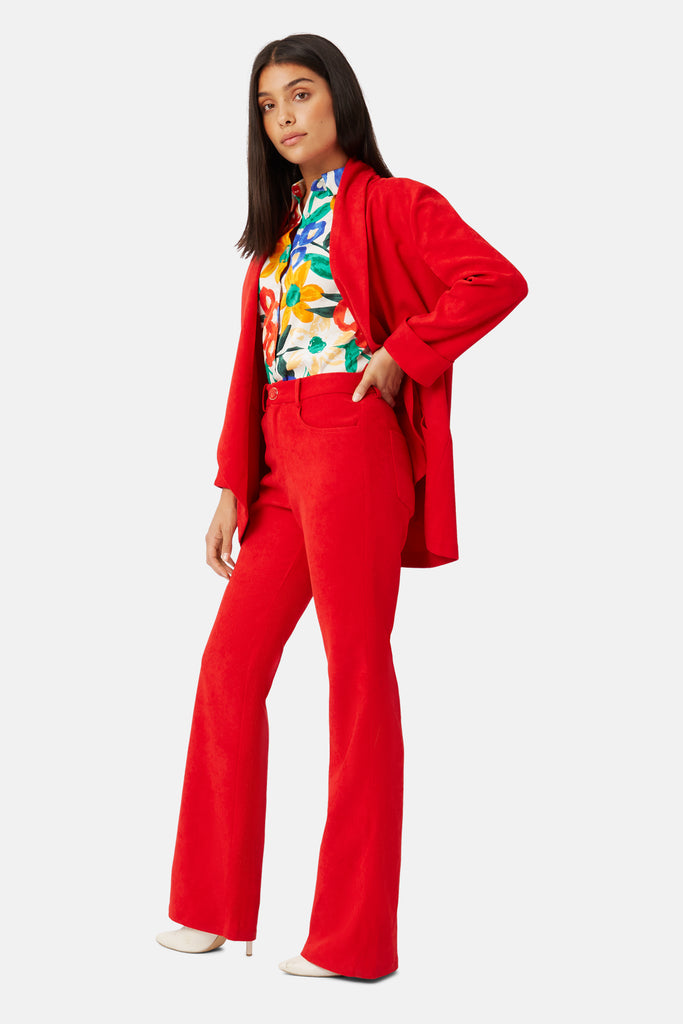 Solitude and Silence Flare Trousers in Red