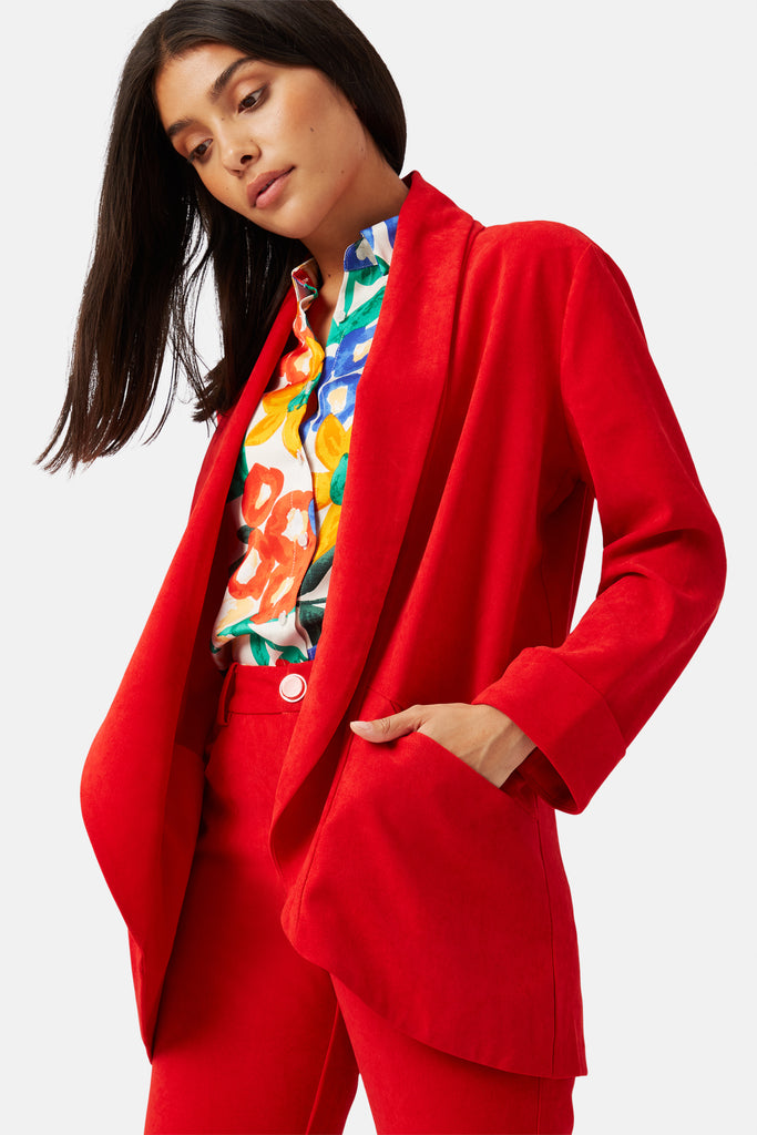 Solitude and Silence Boyfriend Jacket in Red
