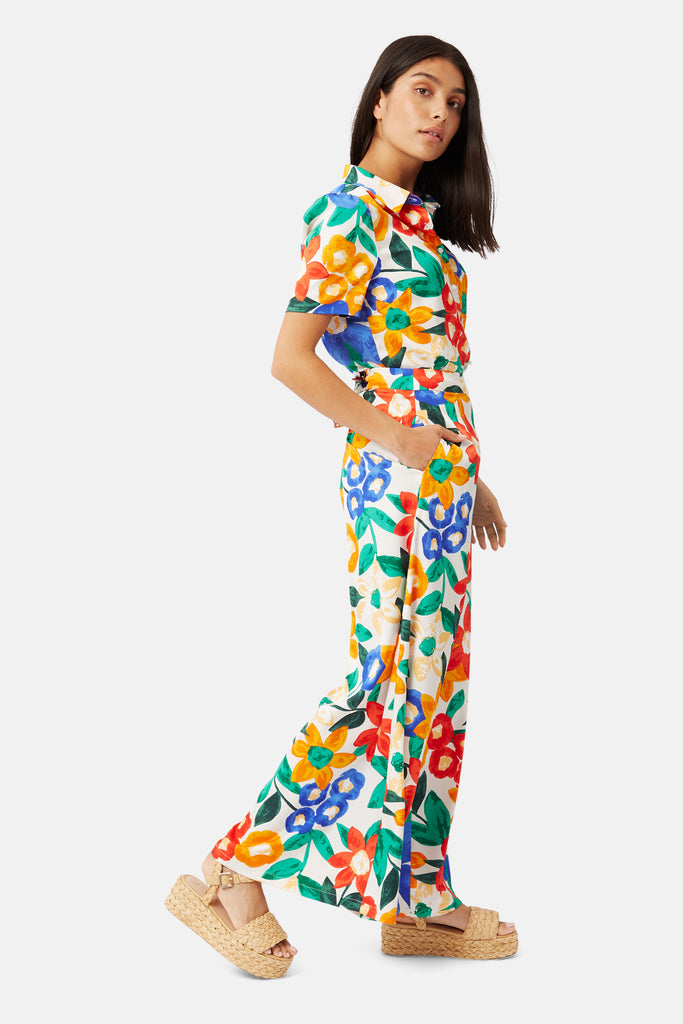 Zara + Floral Print Flare Trousers