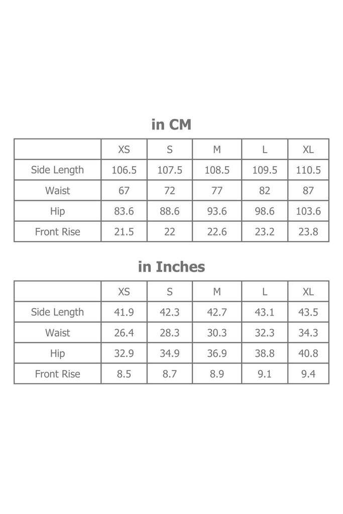 Full Sizing Information for Women's Trousers in Centimetres and Inches