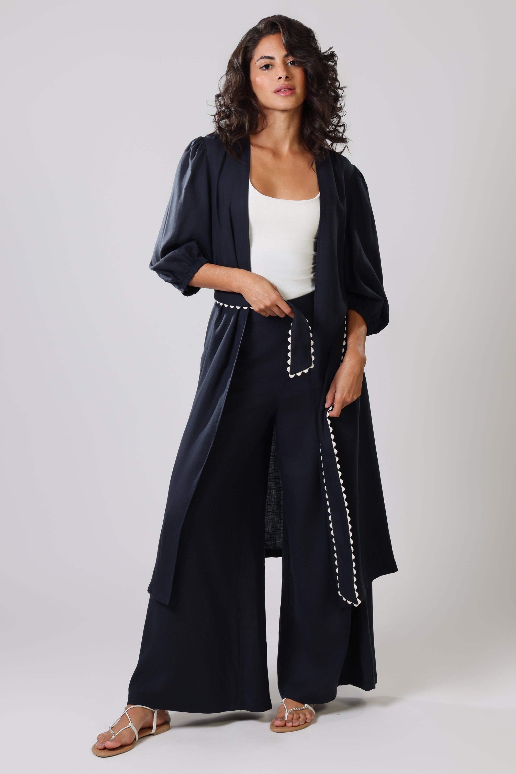 ジャケット・アウター YOKE DETACHABLE DUSTER COAT NAVY M Avila Awaits Duster Coat | Traffic People