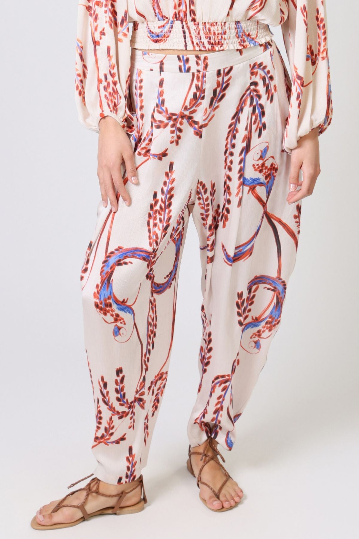 Birds Feather Tapered Trousers