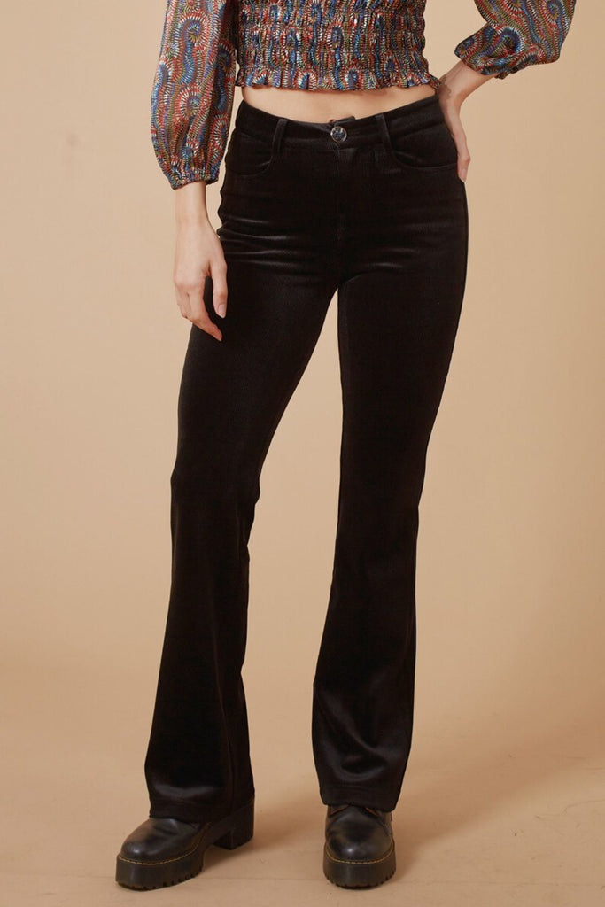 Corrie Bratter Kick Flare Trousers in Black