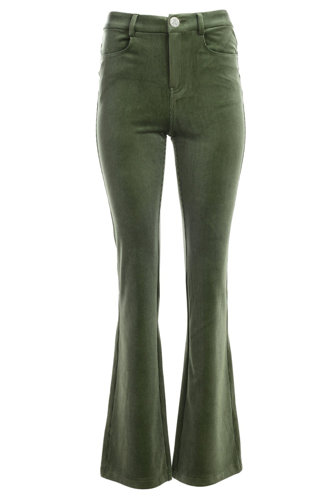 Corrie Bratter Kick Flare Trousers in Green