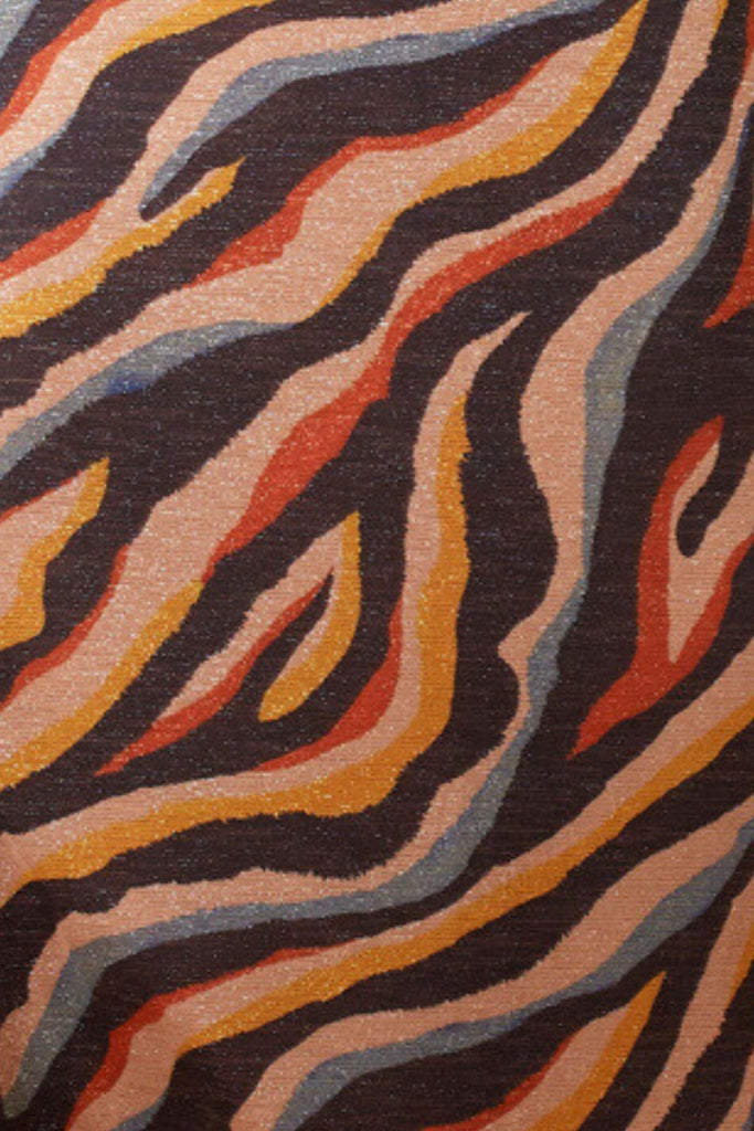 Close Up of Zebra Print Multicolour Glittery Midi Dress Fabric