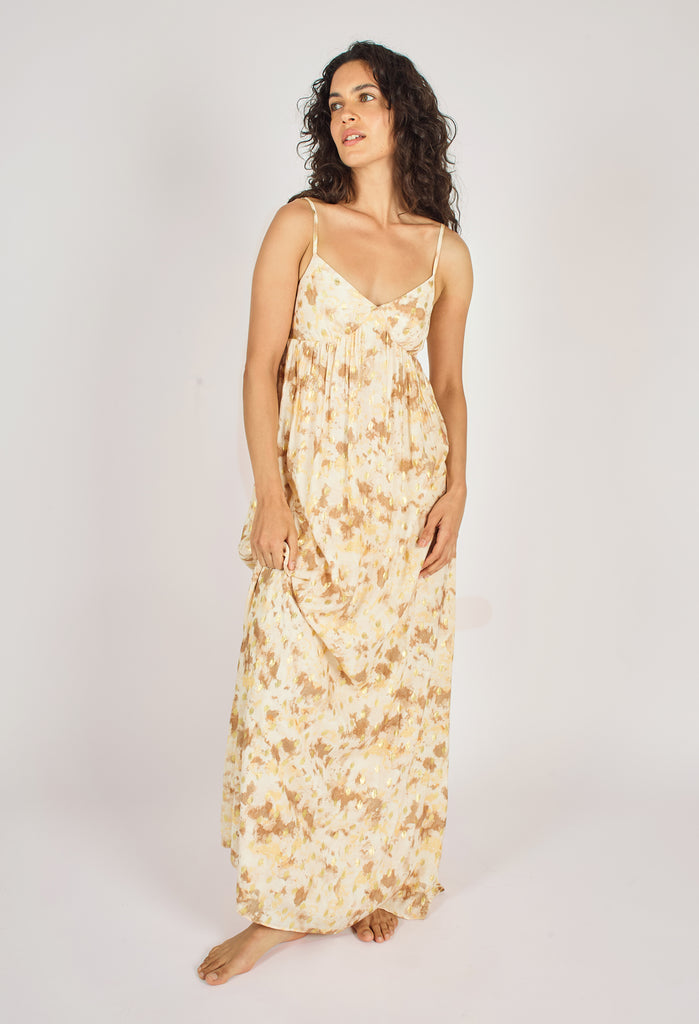 Gold Rush Cascade Maxi Dress