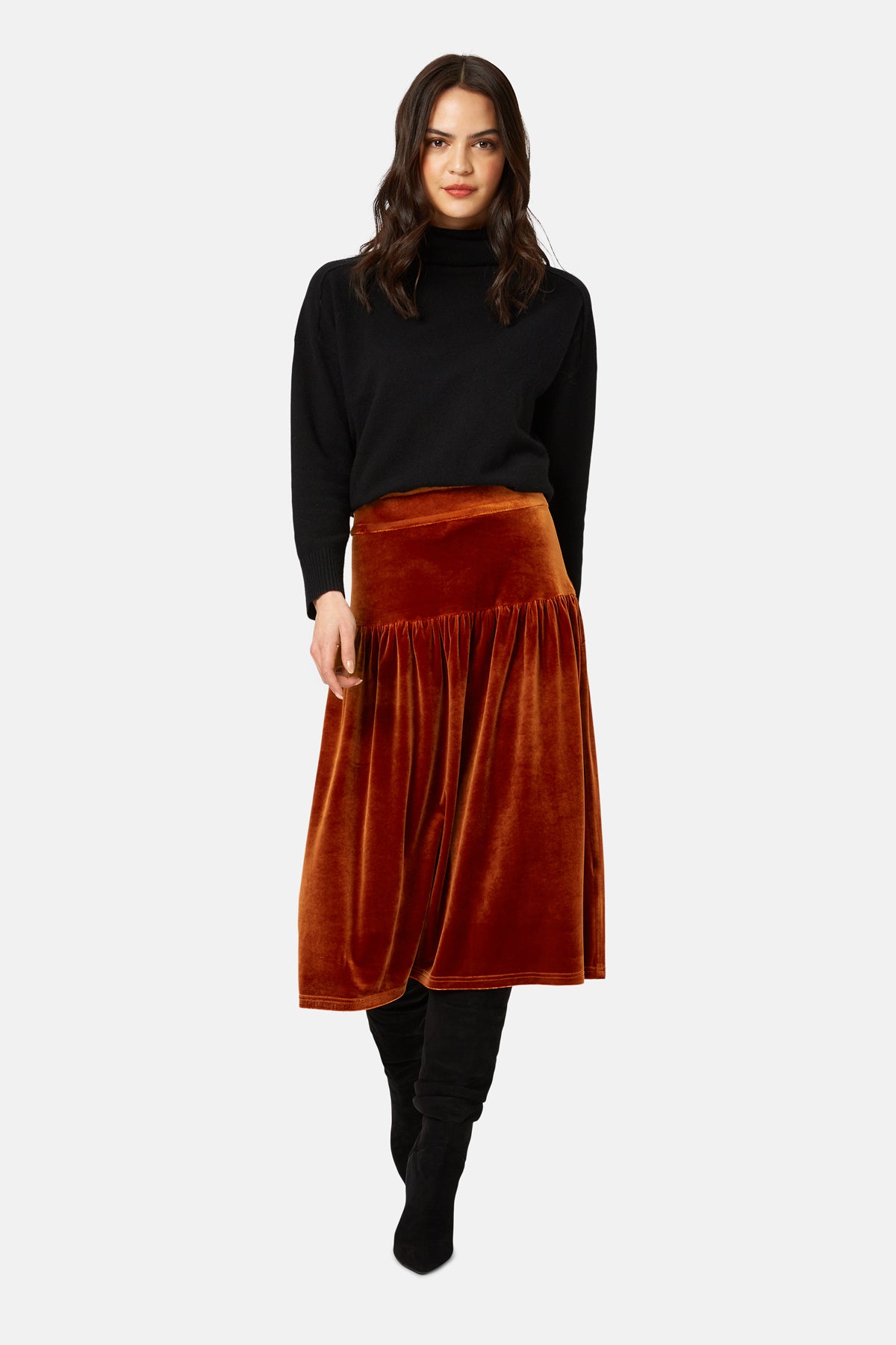 Tan hotsell velvet skirt