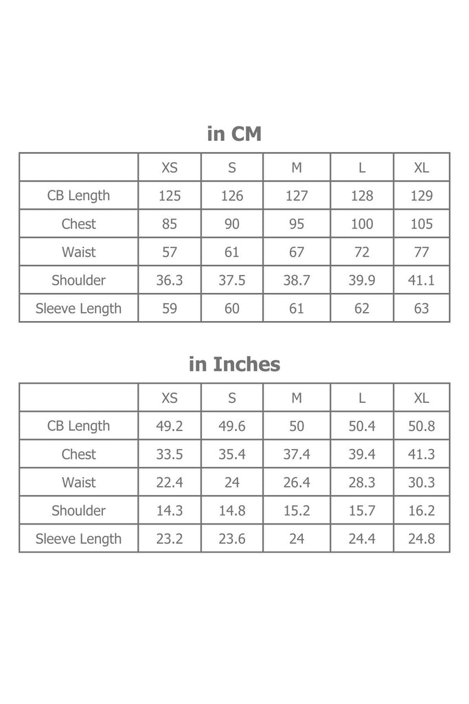 Full Sizing Information for Midi Dress in Centimetres