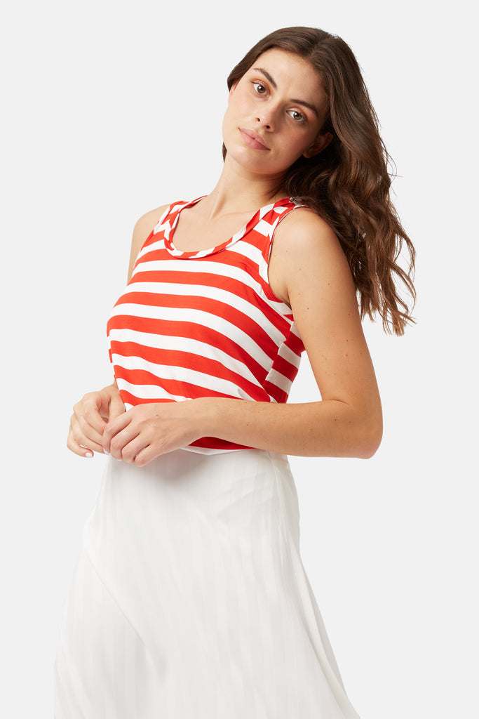 Cabana Fever Vest in Red and White