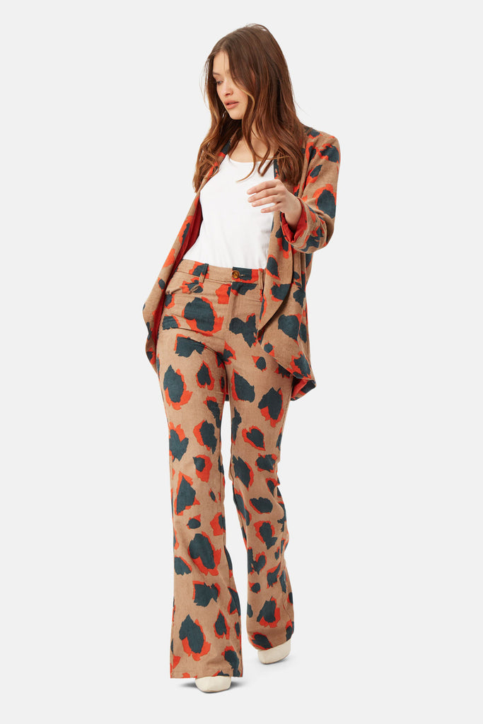 Beige wide leg leopard print trousers | My Jewellery