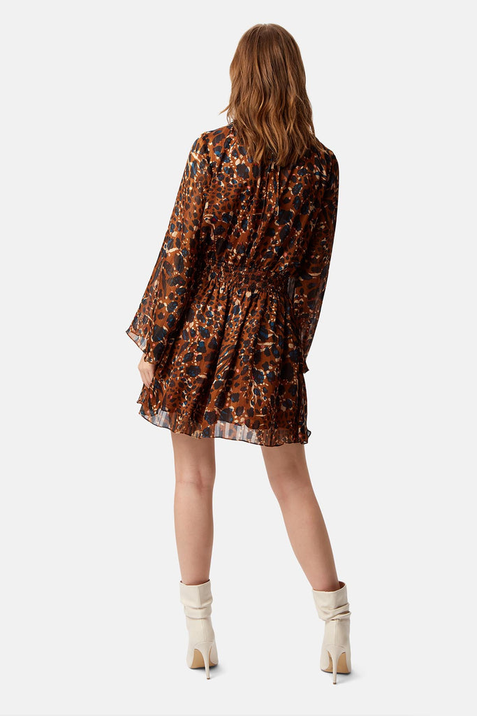 Traffic People Mellow Printed Mini Dress in Brown Side View Image