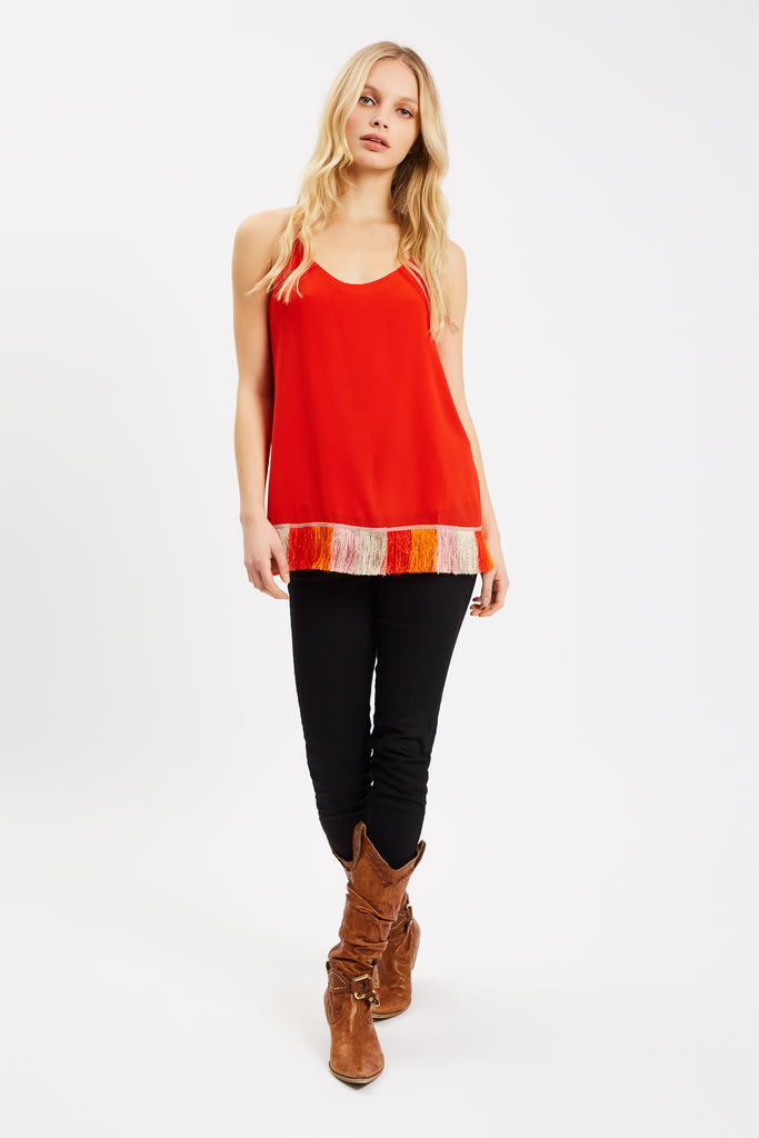 Traffic People Edge of Reason Fringed Red Camisole Back View Image