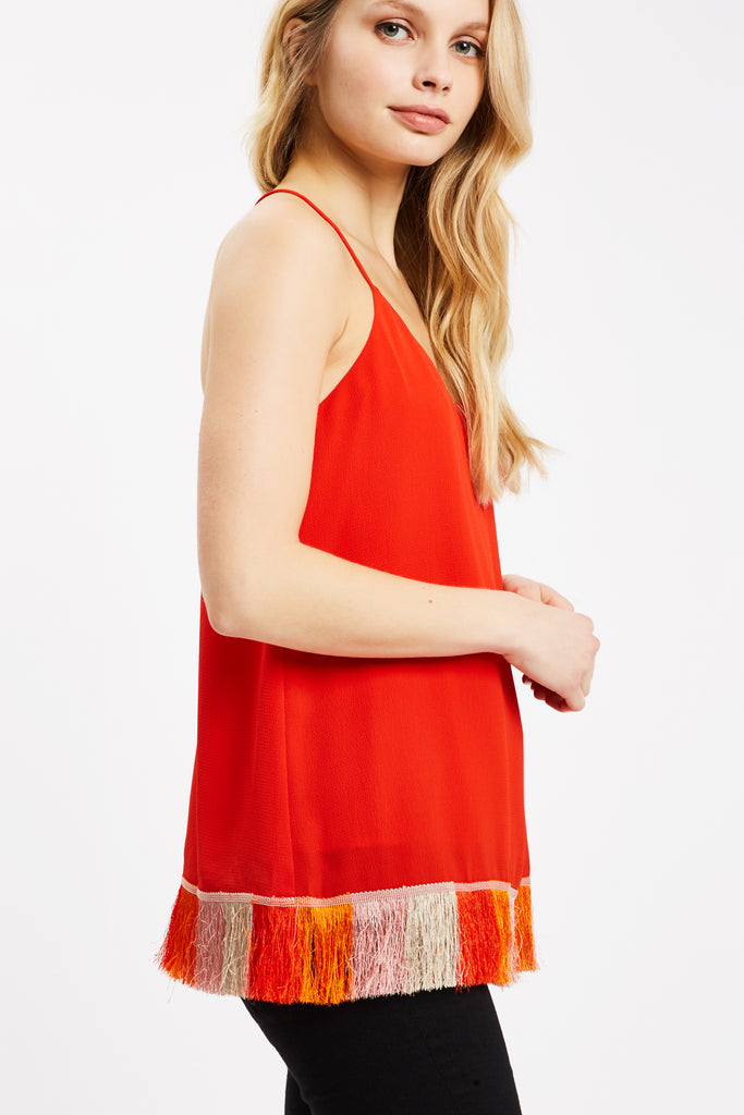 Traffic People Edge of Reason Fringed Red Camisole Side View Image