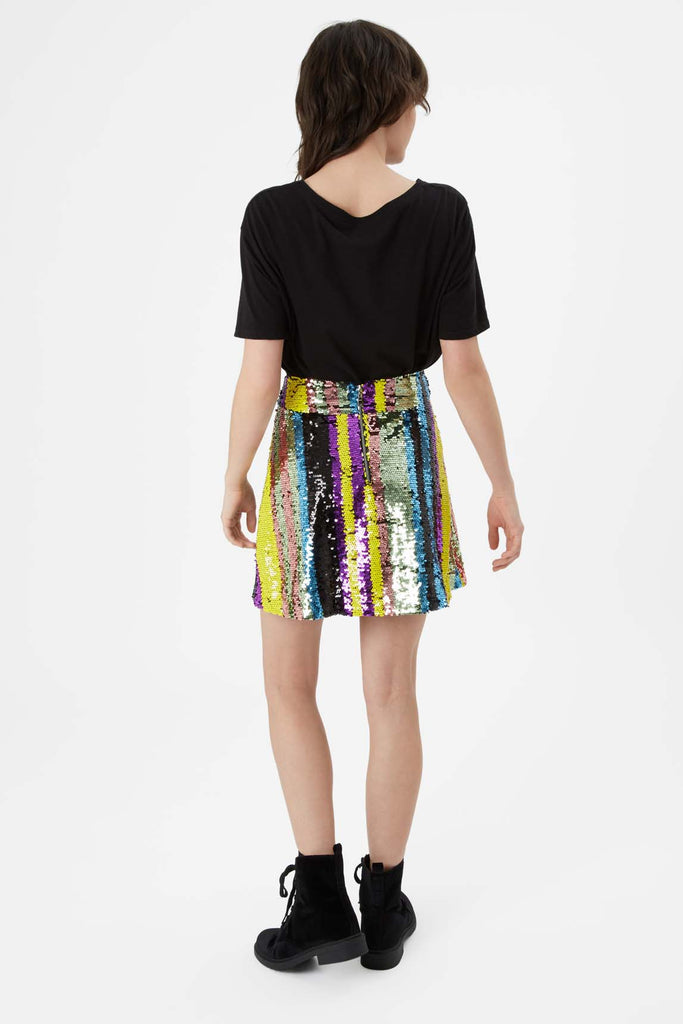 Traffic People Sequin Mini Skirt in Multicoloured Side View Image
