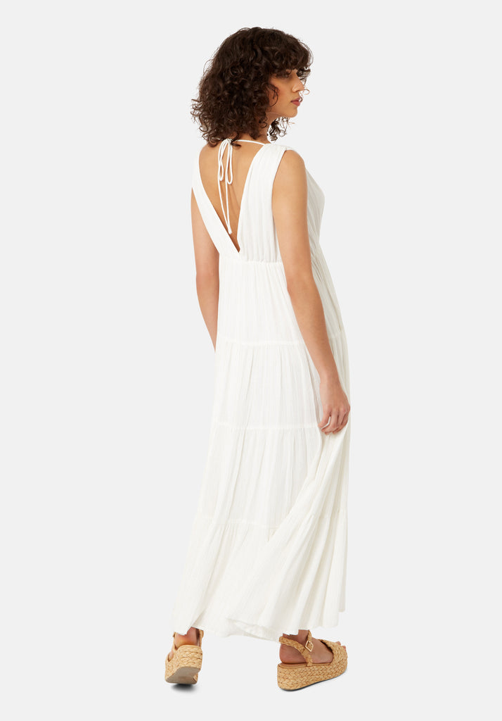 Traffic People Sleeveless Mellow Maxi Dress in White Side View Image